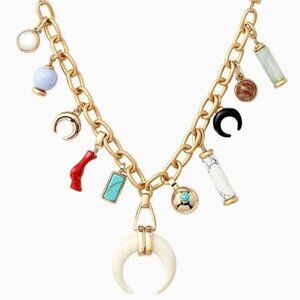💜 Stella & Dot Leyla Bohemian Multi Charm Necklace NIB